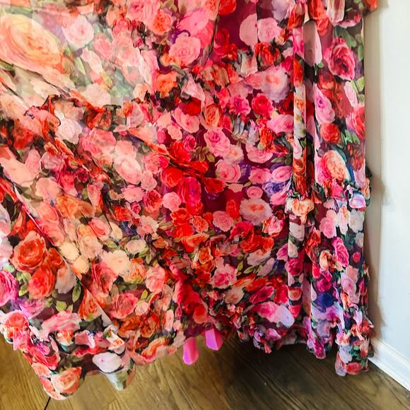 MAC DUGGAL Pink Purple Floral Cutout Back 68076 Sleeveless Gown Dress Size 6 - Picture 9 of 16